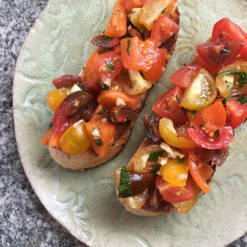 Bruschetta with Lemon and basil oil Young Living