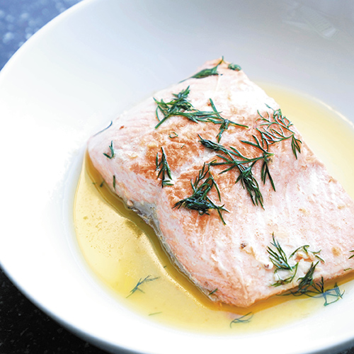 Salmon with Creamy Coconut Herb Sauce by Chef Kate