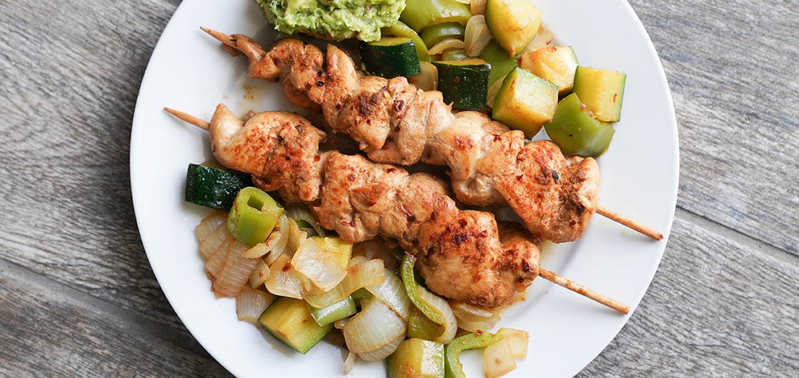 Grilled Chicken Fajita Kebabs with Guacamole Chef Kate Young Living Essential Oils