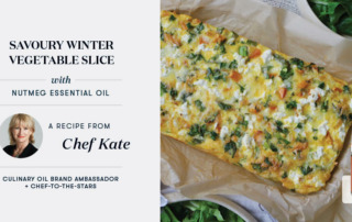 Savoury Winter Vegetable Slice with Nutmeg Essential Oil