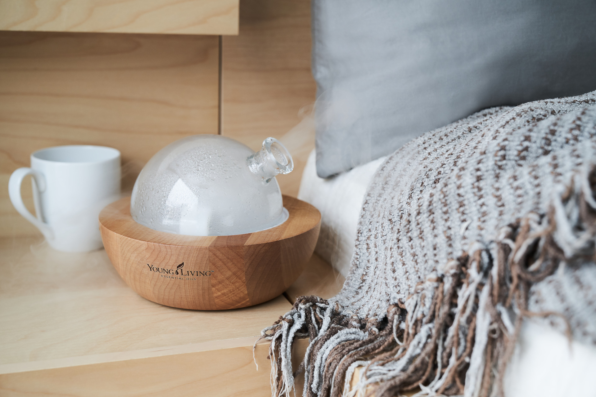 Aria diffuser by a bed