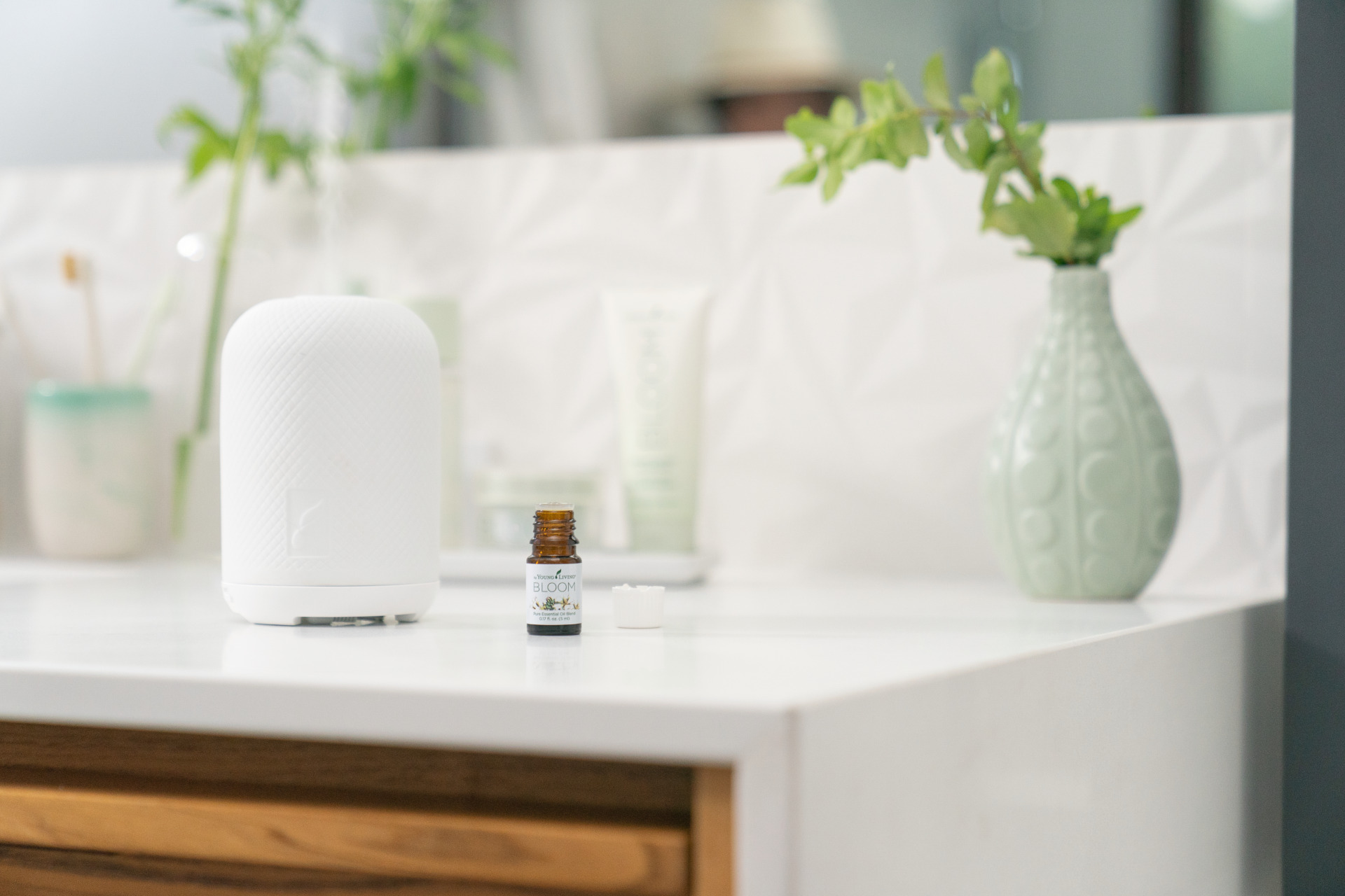 havenceramicdiffuser bloomessentialoil bloom essential oil in the bathroom