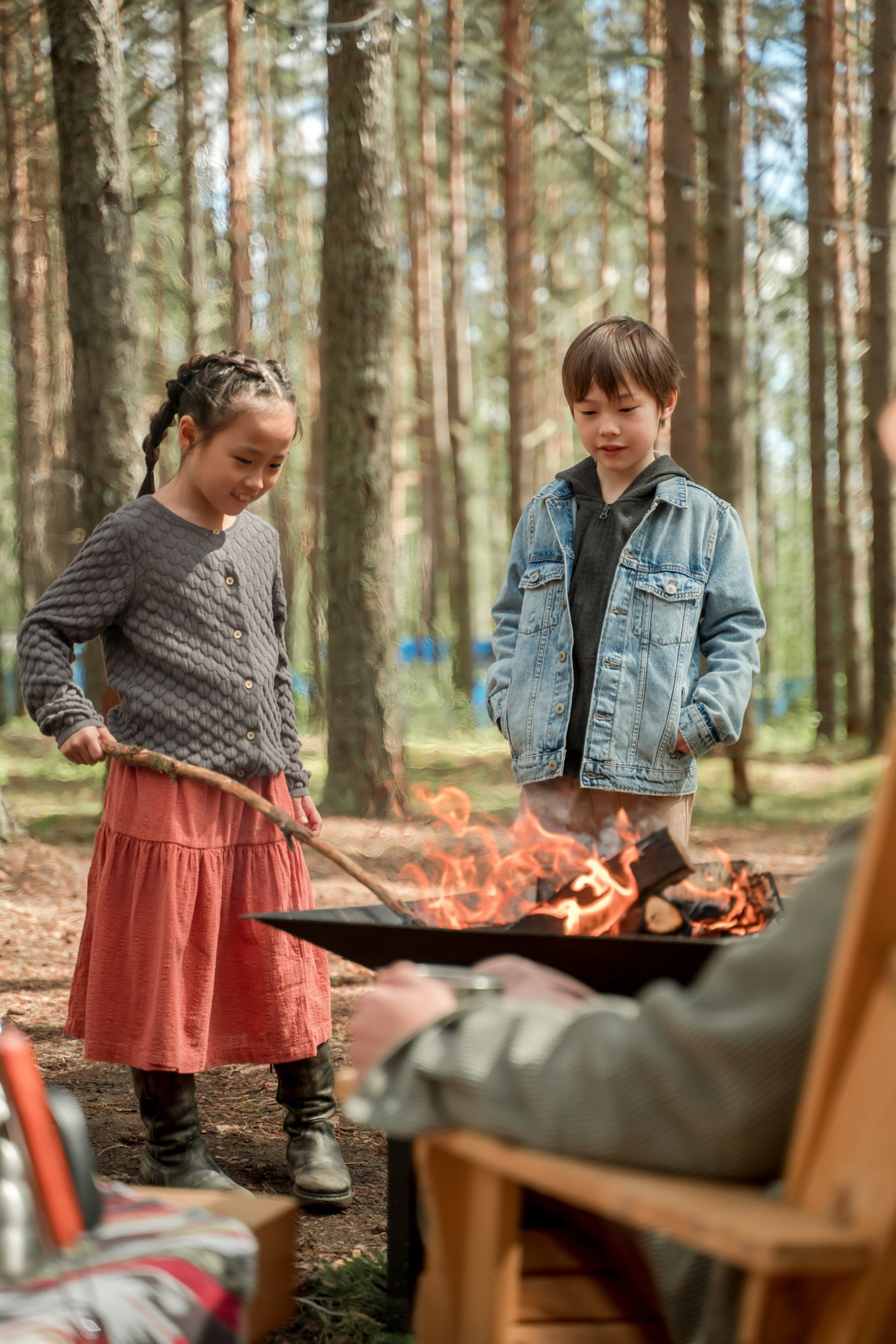 kids by a campfire