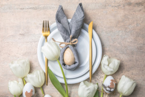 Easter Table Display with Flowers