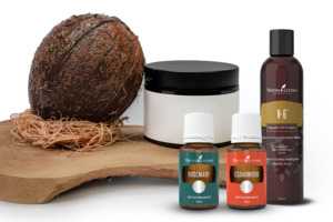 Tiegel, Kokosnuss, Young Living V-6® Enhanced Vegetable Oil Complex, ätherisches Rosmarinöl und Zedernholzöl