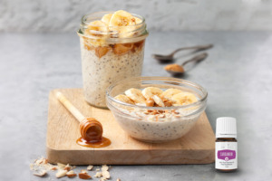 Image of a jar of overnight oats with Cardamom+.