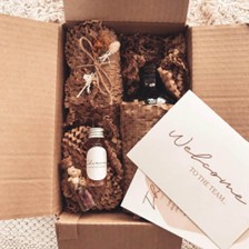Image of YL packaging being used as gift wrap.