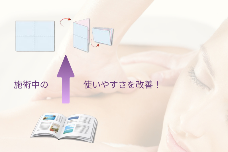 冊子から、B3サイズの用紙を四つ折りにしたリーフレット仕様へ