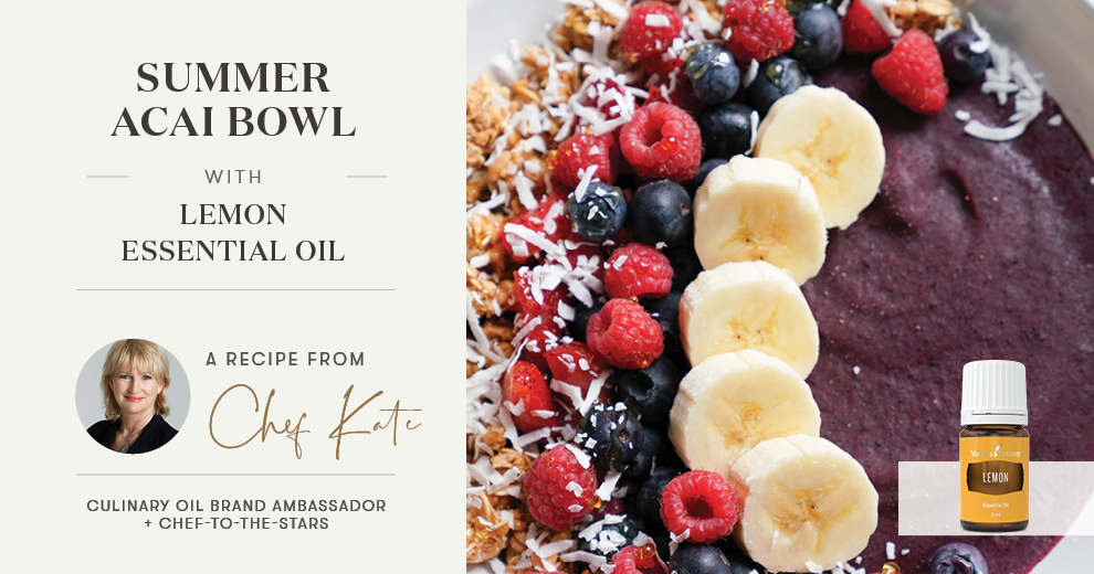 Summer acai bowl with Lemon essential oil Header
