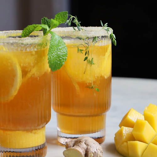 Lemon, mango and ginger wellness mocktail cooler