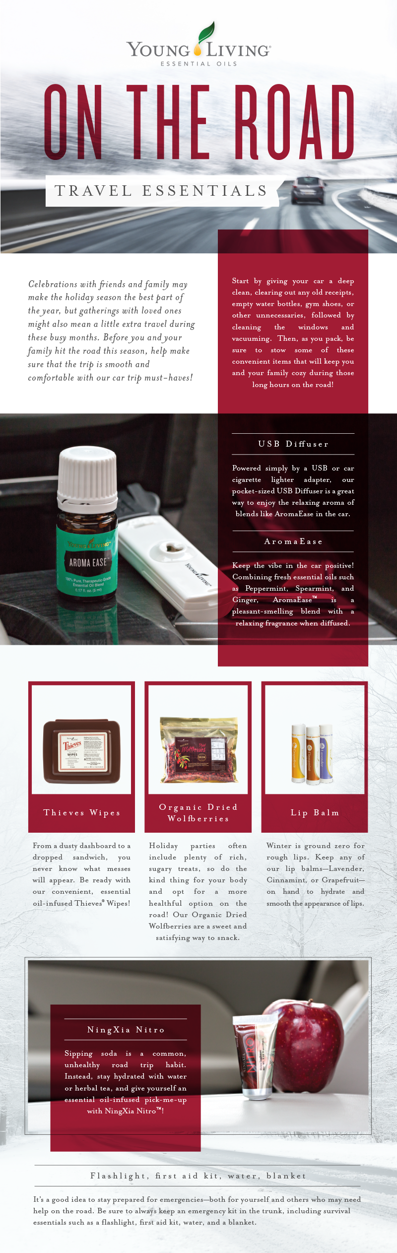 Young Living Travel Essentials - on-the-road-travel-essentials-infographic