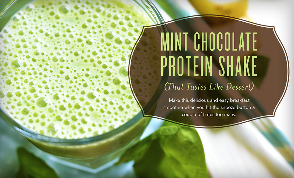 Mint Chocolate Protein Shake - Young Living - Peppermint VItality Essential oil and Pure Protein Complete Chocolate Deluxe