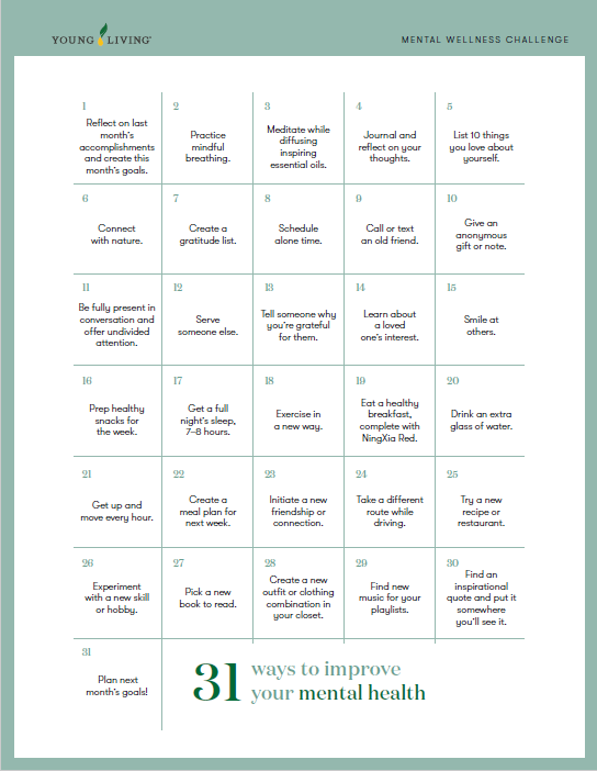 Mental Wellness Printable Calendar