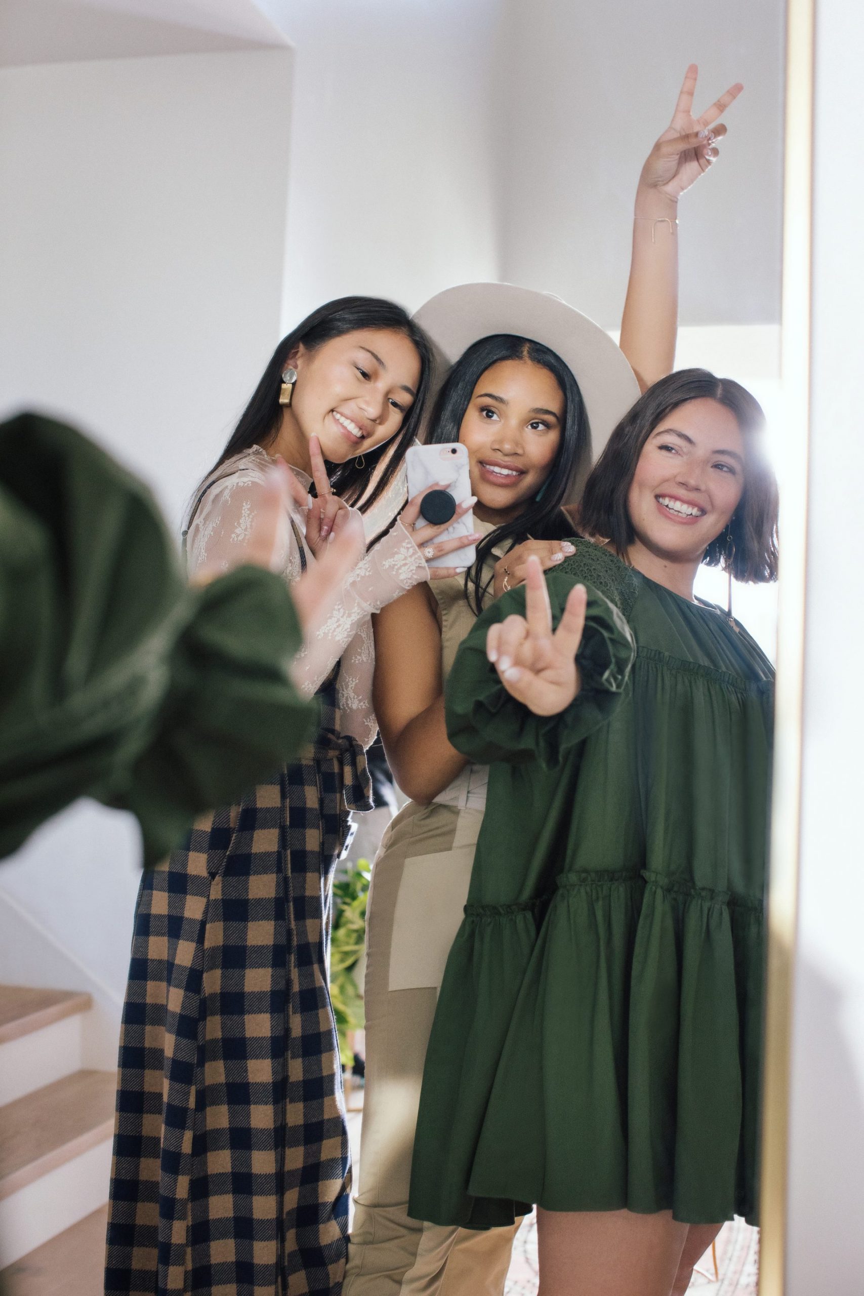 Three friends taking a selfie