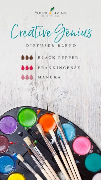 Creative Genius diffuser blend recipe: 3 drops Black Pepper 3 drops Frankincense 3 drops Manuka