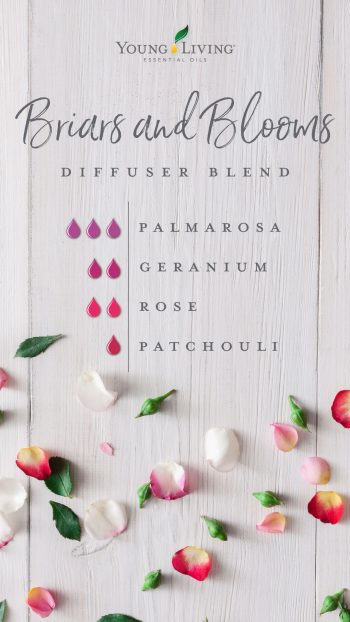 3 drops Palmarosa 2 drops Geranium 2 drops Rose 1 drop Patchouli