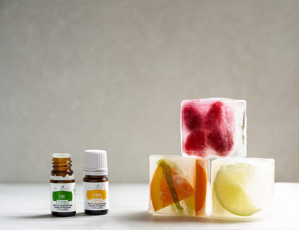 DIY essential oil ice cubes with lemon and lime vitality 