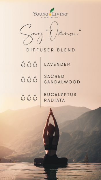 3 drops lavender 3 drops sacred sandalwood 3 drops eucalyptus radiata