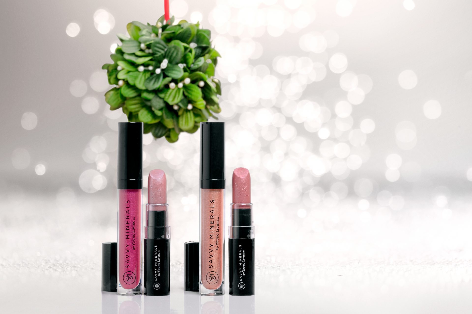 2017 Dec SM Set 1 Photo-Holiday Memory_SM Image_US Young Living Savvy Minerals Lipstick under the mistletoe