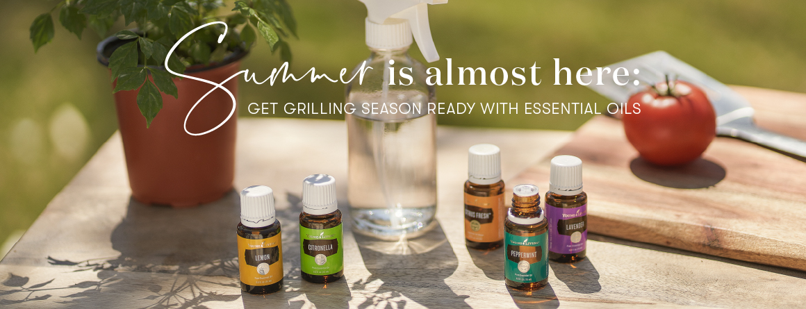 Summer is Almost here get grilling ready with essential oils. Young Living essential oils blog. Lemon essential oil, peppermint essential oil, Citronella essential oil, Citrus Fresh essential oil