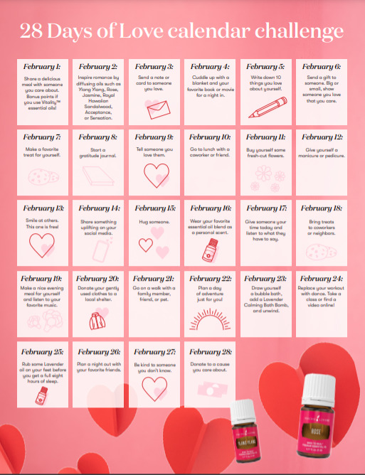 Love challenge: 28 ways to invite love into your life - Love Calendar - Young Living Lavender Life Blog