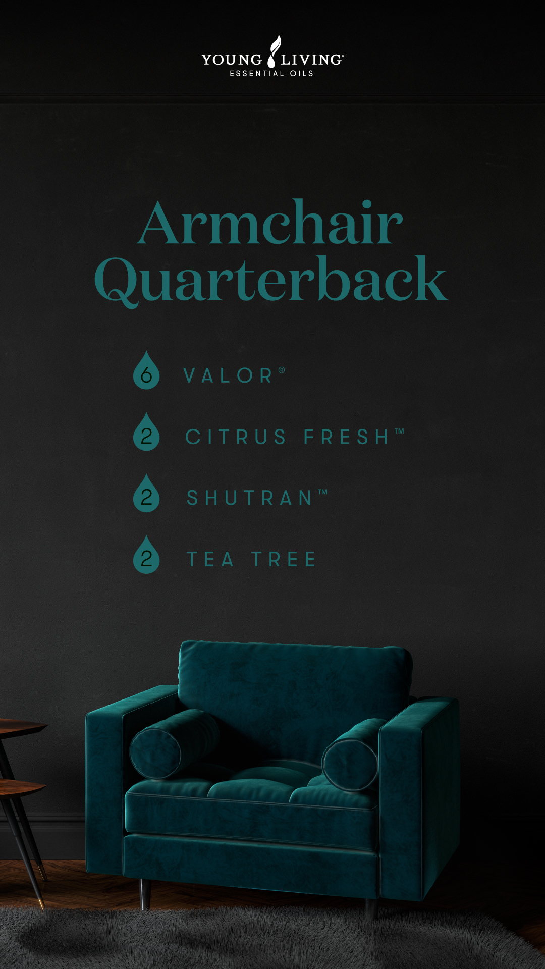 Armchair Quarterback - •6 drops Valor® •2 drops Citrus Fresh™ •2 drops Shutran™ •2 drops Tea Tree - Young Living Lavender Life Blog