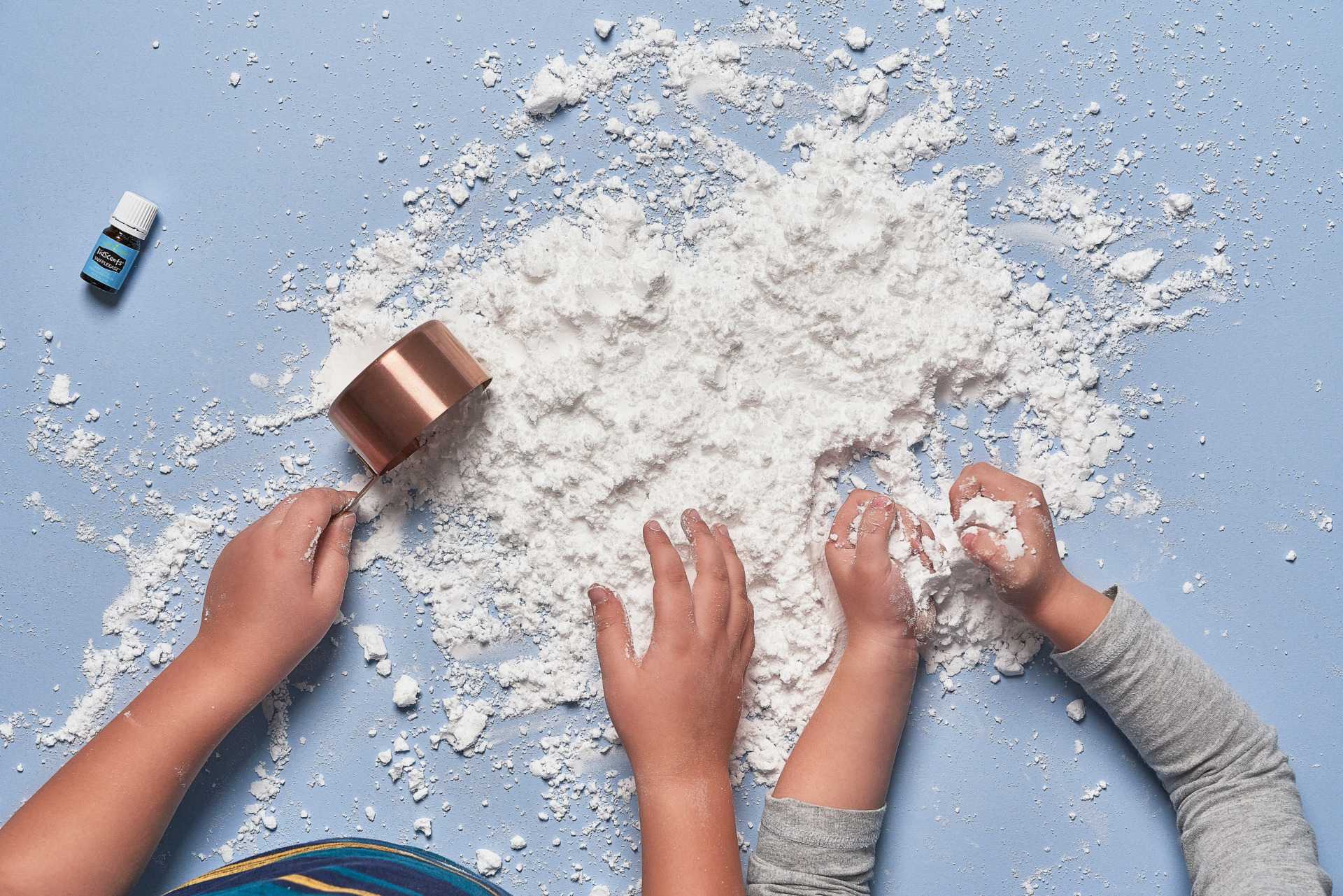 Kids playing with fake snow