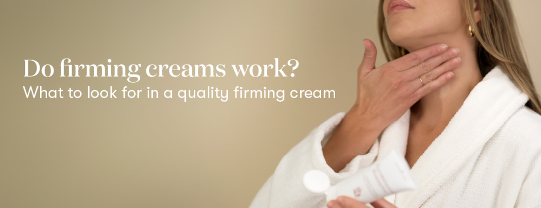 woman using a firming cream with the title "do firming creams really work? on the image
