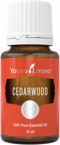 A bottle of Young Living Cedarwood Essential Oil