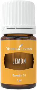 A bottle of Young Living Lemon Essential Oil